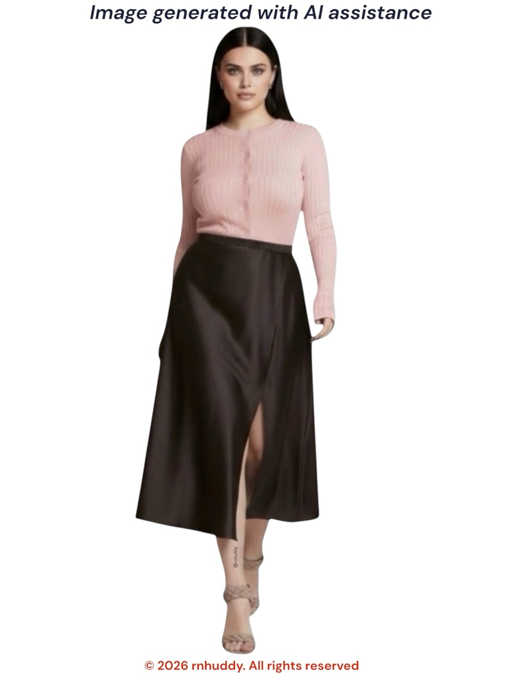 11 Honore size 18 black satin Anita faux wrap midi skirt